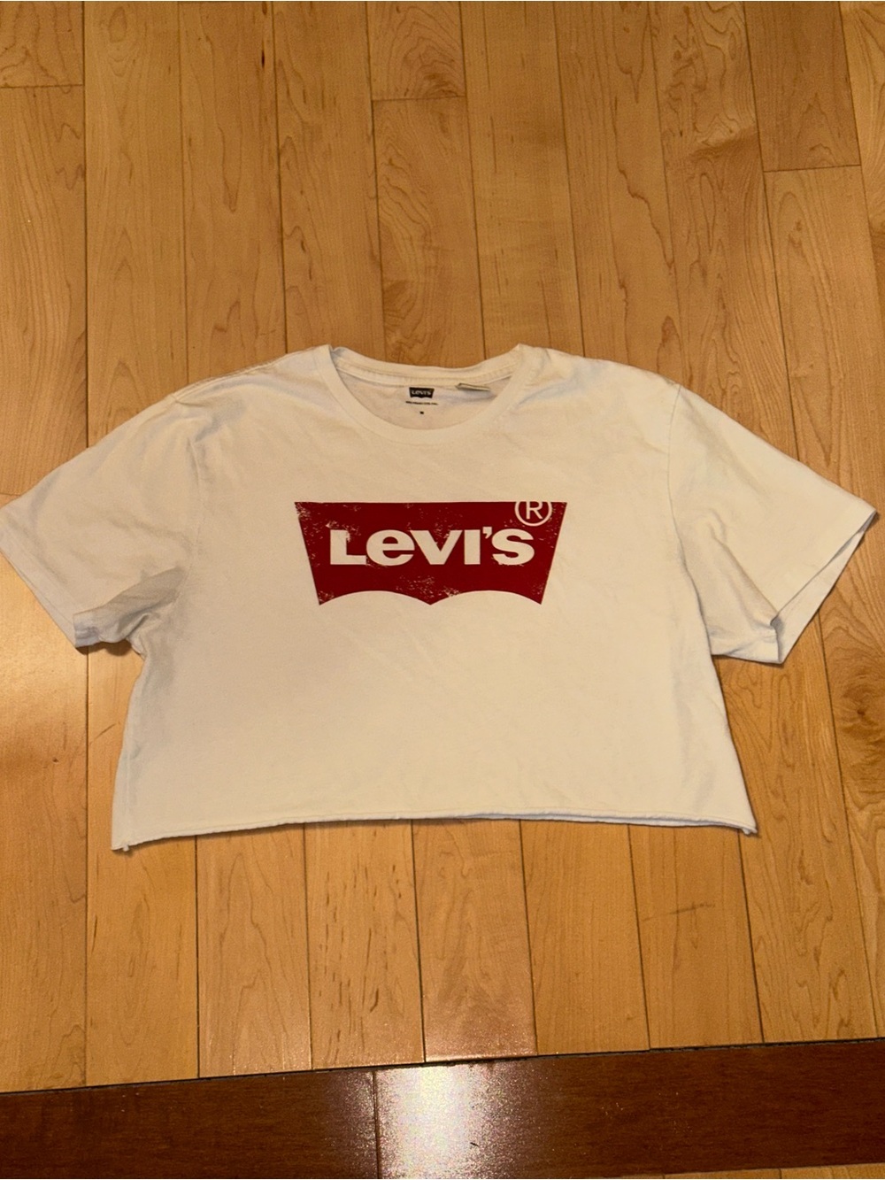 Levi's White Cropped Tee with Red Logo